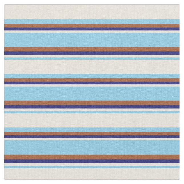 Sky Blue, Beige, Midnight Blue und Sienna farbig Stoff (Nahaufnahme)