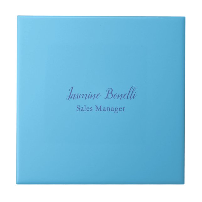 Sky Blue Beruflich Modern Minimalistischer Name Fliese (Vorderseite)
