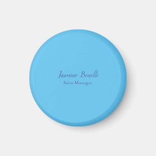 Sky Blue Beruflich Modern Minimalistischer Name Magnet