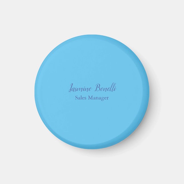 Sky Blue Beruflich Modern Minimalistischer Name Magnet (Vorne)