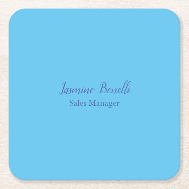 Sky Blue Beruflich Modern Minimalistischer Name Rechteckiger Pappuntersetzer (Vorderseite)