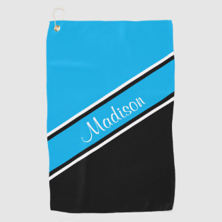 Sky Blue Black Diagonal Strip Skriptname Golfhandtuch