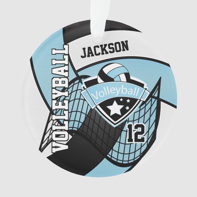 Sky Blue, Black White Volleyball 🏐. Ornament (Vorderseite)