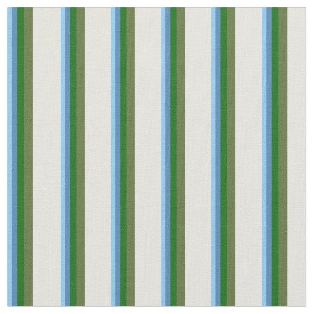 Sky Blue, Blue, Green, Dark Olive Green & Beige Stoff (Nahaufnahme)