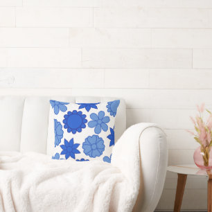 Sky Blue Blume Design Throw Kissen