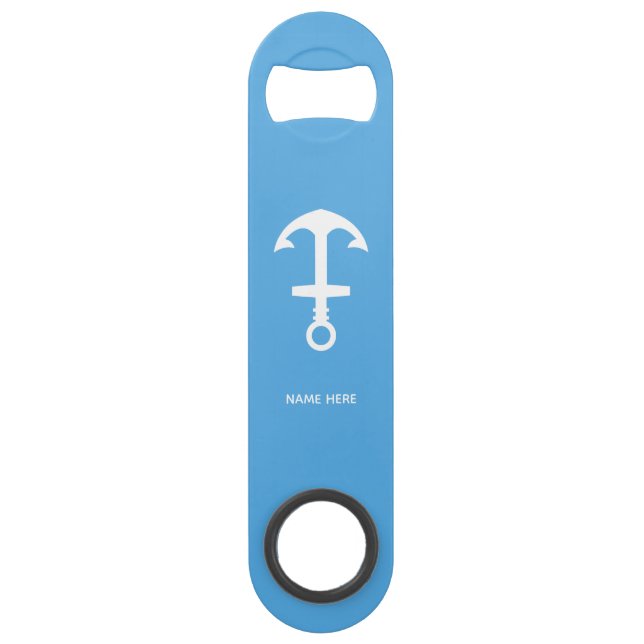Sky Blue Bottle Opener Custom Text Bar Key Gift (Vorderseite)