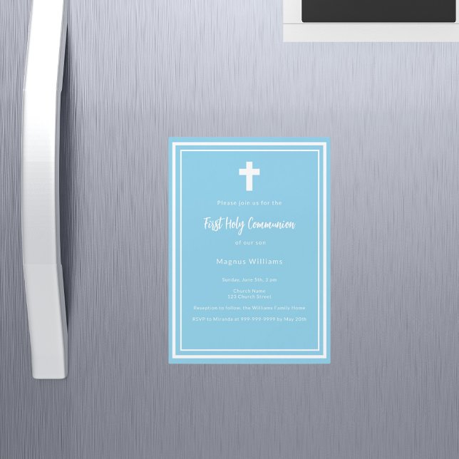 Sky blue boy First Holy Communion Magneteinladung (Von Creator hochgeladen)