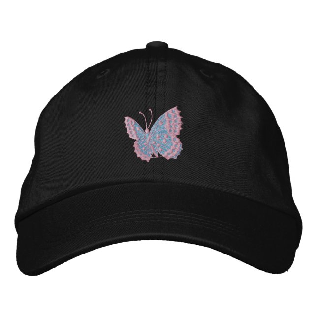 Sky Blue Butterfly bestickte Cap Bestickte Baseballkappe (Vorderseite)