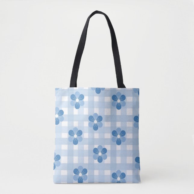 Sky Blue Checkered Toter Bag (Vorderseite)