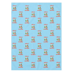 Sky Blue Chili Feliz Navidad Pattern Tischdecke