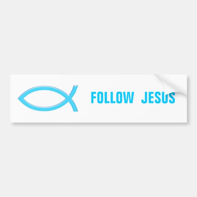 Sky Blue Christlich Fish | Jesus folgen Autoaufkleber (Vorne)