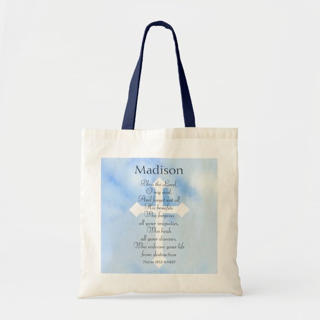 Sky Blue Christlich Healing Bible Name Tragetasche (Vorne)