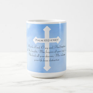 Sky Blue Christlich Healing Bible Verse Cross Kaffeetasse