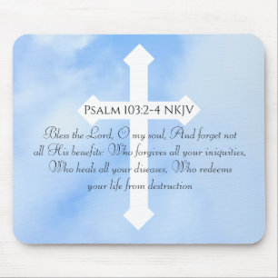 Sky Blue Christlich Healing Bible Verse Cross Mousepad
