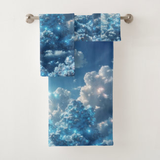 Sky Blue Clouds Badezimmer Handtuch Badhandtuch Set