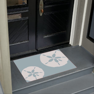 Sky Blue Coastal Beach House Nautical Sand Dollars Fußmatte
