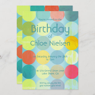 Sky Blue & Colorful Circles Einladung zum Geburtst