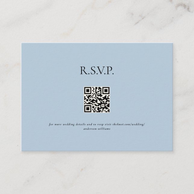 Sky Blue Contemporary QR Code Wedding RSVP II Begleitkarte (Vorderseite)