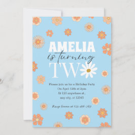 Sky Blue Daisy 2. Geburtstag Einladung