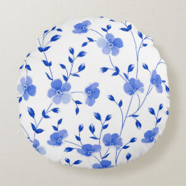 Sky Blue Daisy Floral Rundes Kissen