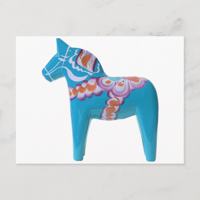 Sky Blue Dala Horse Postkarte (Vorderseite)