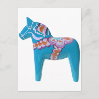 Sky Blue Dala Horse Postkarte