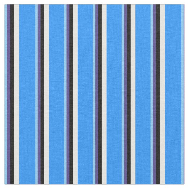 Sky Blue, Dark Slate Blue, Black, White & Blue Stoff (Nahaufnahme)