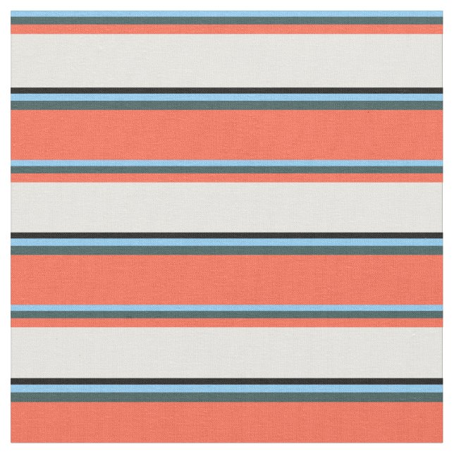 Sky Blue, Dark Slate Grey, Red, Mint Cream & Black Stoff (Nahaufnahme)