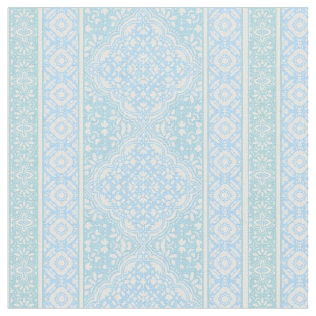 Sky Blue Decorative Boho Tile Muster Stoff (Nahaufnahme)