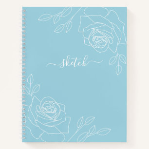 Sky Blue Elegant Floral Sketchbook Notizbuch