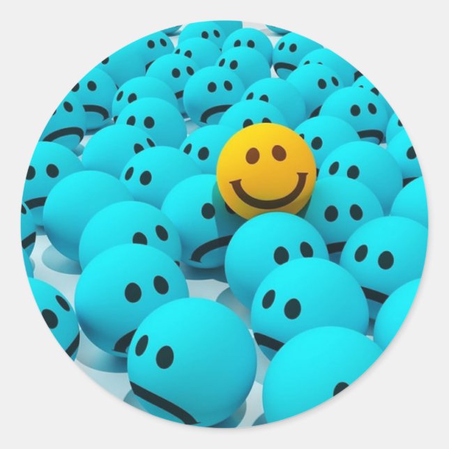 Sky blue emoji runder aufkleber (Vorderseite)