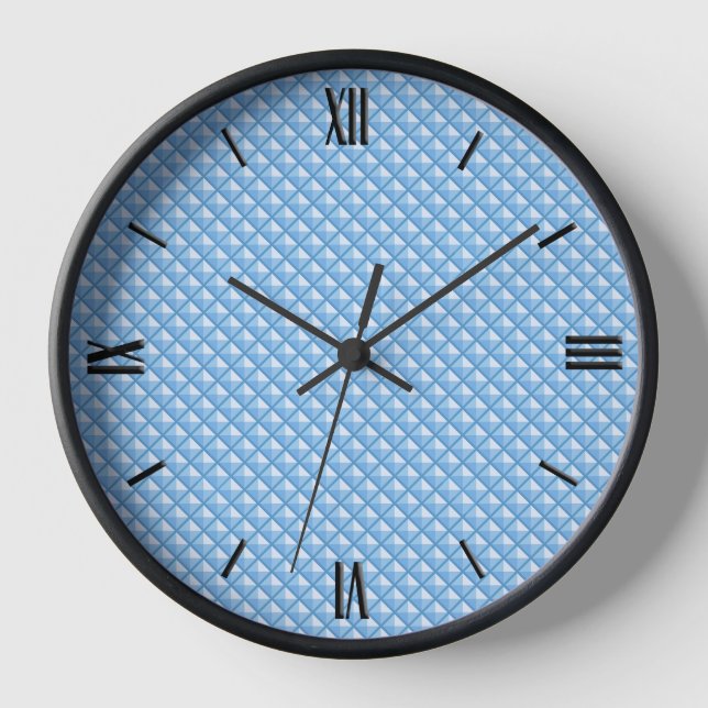 Sky blue, enamel look, studded grid wanduhr (Vorderseite)