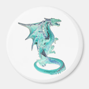 Sky Blue Fantasy Dragon Square oder Circle Magnete