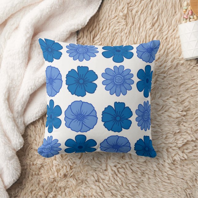 Sky Blue Floral Muster wirbelkissen Kissen (Decke)