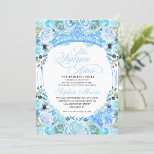 Sky Blue Floral Quinceanera Geburtstag Einladung