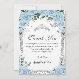 Sky Blue Floral Sweet 16 Quinceañera Dankeschön Ca Einladung