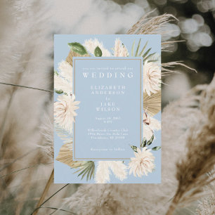 Sky Blue Floral Wedding Einladung