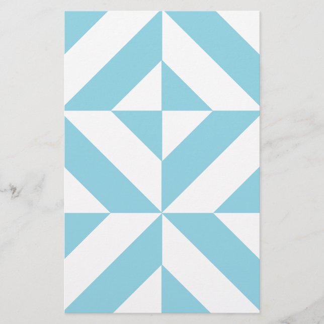 Sky Blue Geometric Deko Cube Pattern Briefpapier (Vorderseite)