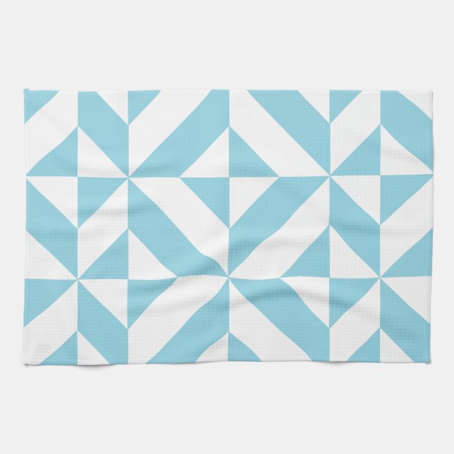 Sky Blue Geometric Deko Cube Pattern Handtuch (Horizontal)