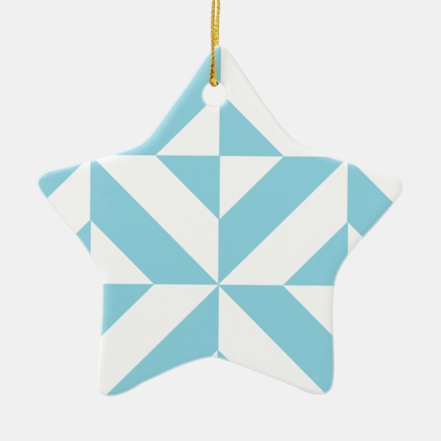 Sky Blue Geometric Deko Cube Pattern Keramik Ornament (Vorne)