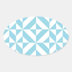 Sky Blue Geometric Deko Cube Pattern Ovaler Aufkleber