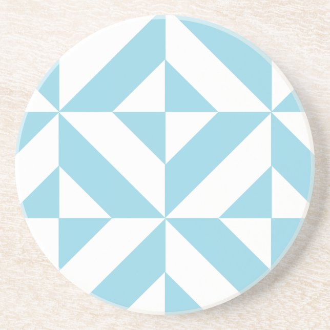 Sky Blue Geometric Deko Cube Pattern Sandstein Untersetzer (Vorne)