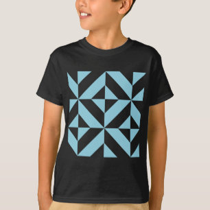 Sky Blue Geometric Deko Cube Pattern T-Shirt