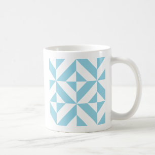 Sky Blue Geometric Deko Cube Pattern Tasse