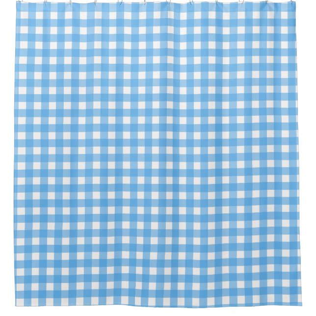 Sky Blue Gingham Duschvorhang (Vorderseite)