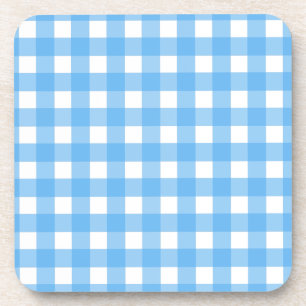 Sky Blue Gingham Getränkeuntersetzer