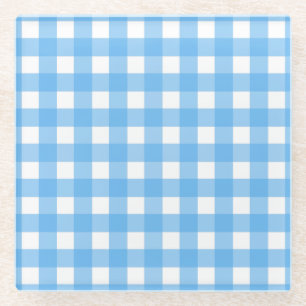 Sky Blue Gingham Glasuntersetzer