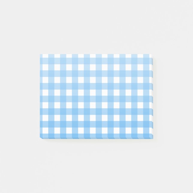 Sky Blue Gingham Post-it Klebezettel (Vorderseite)