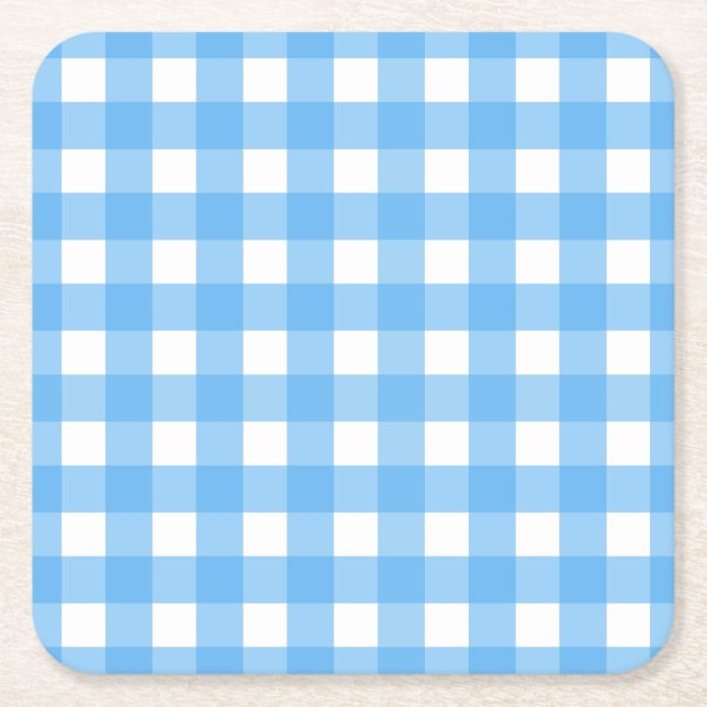 Sky Blue Gingham Rechteckiger Pappuntersetzer (Vorderseite)
