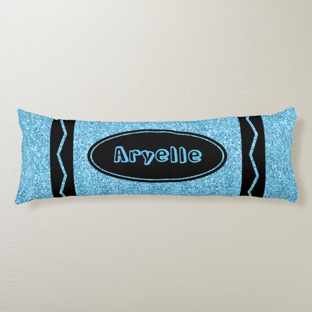 Sky Blue Glitzer Crayon Individuelle Name Body Pil Seitenschläferkissen (Vorderseite)